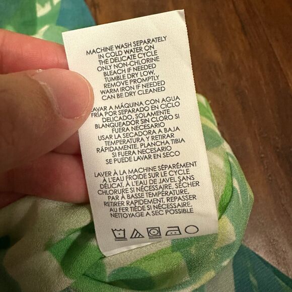 CABI #5235 Green Tropical Palm Leaf Castaway Mini Dress Lined - Picture 11 of 12